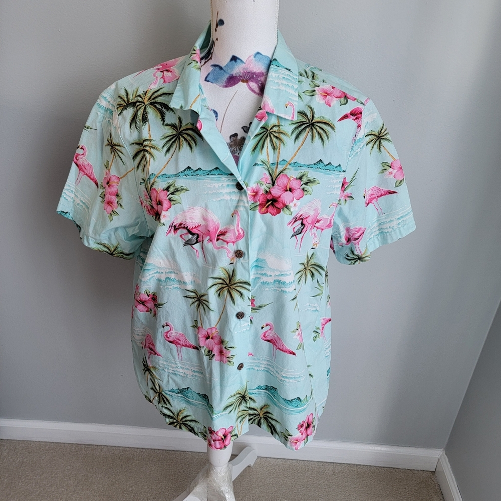 Tropical Flamingo Print Shirt